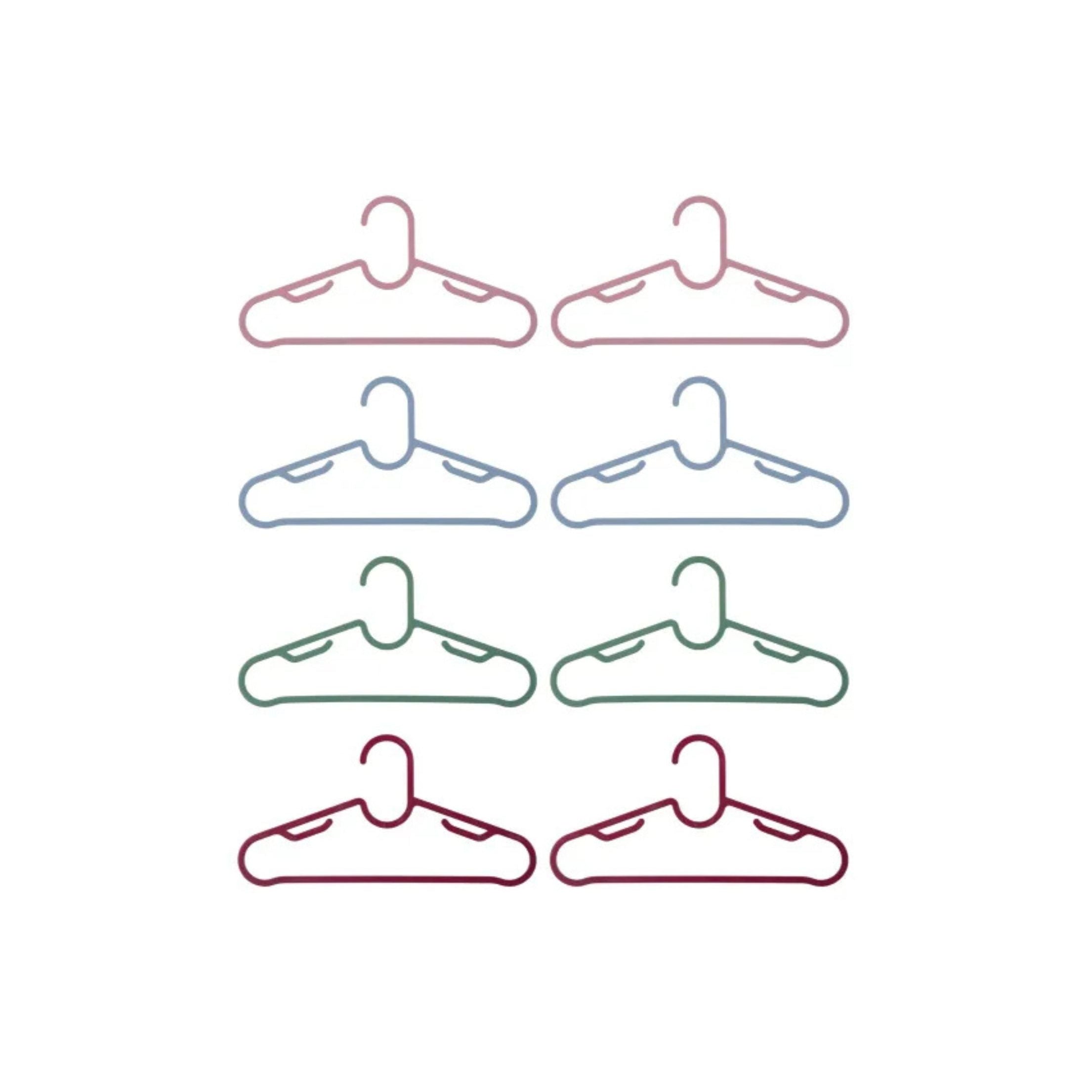 W5 Set of 8 Children's Clothes Hangers Pink Blue Green