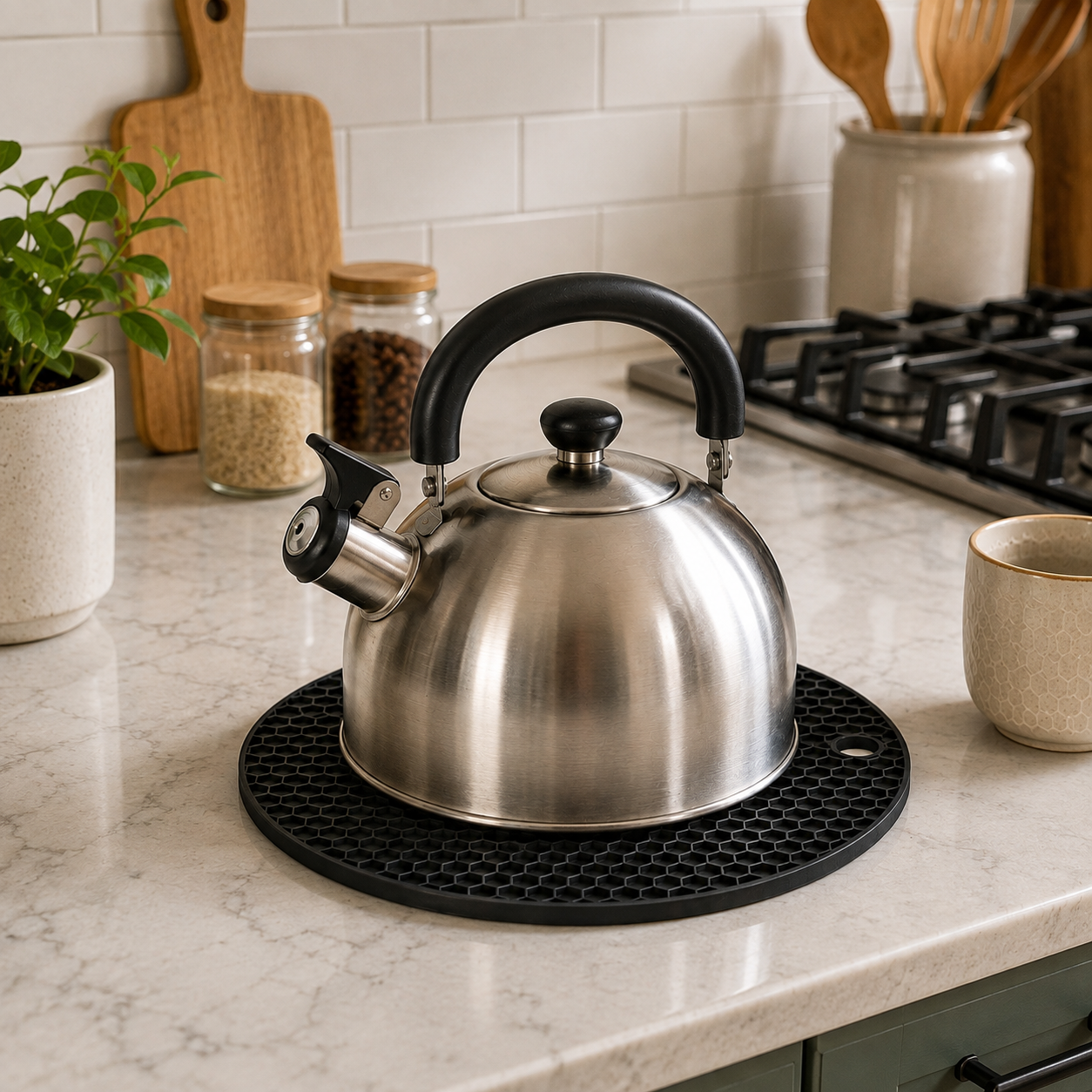 Uxcell Round Silicone Trivet Mats Honeycomb Pattern
