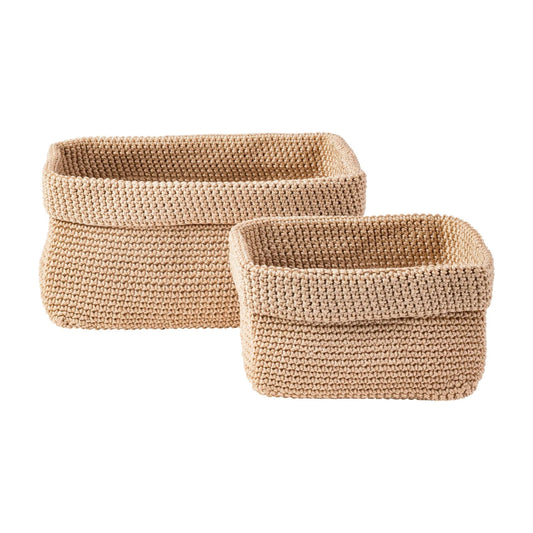 Livarno Home Storage Basket Set 2-Piece Beige 14x30x18cm