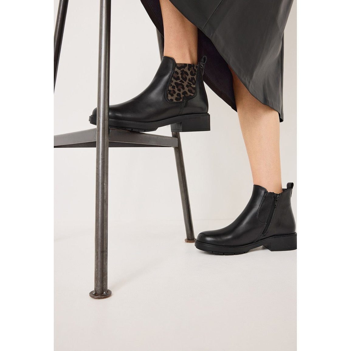 Tamaris Women's Chelsea Ankle Boots with Leopard Print Elastic Inserts