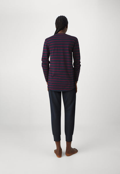 Schiesser Women's Striped Henley Long Pyjama Set - Soft Cotton Modal