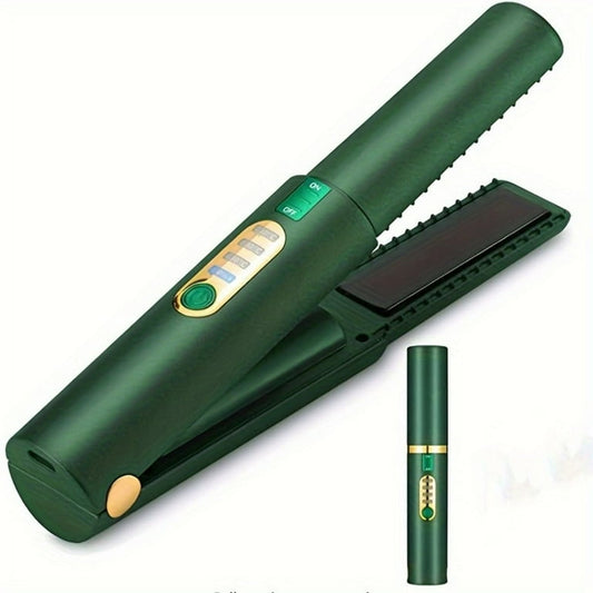 DERCLIVE Cordless Mini Travel Hair Straightener Curler with Fast Heat