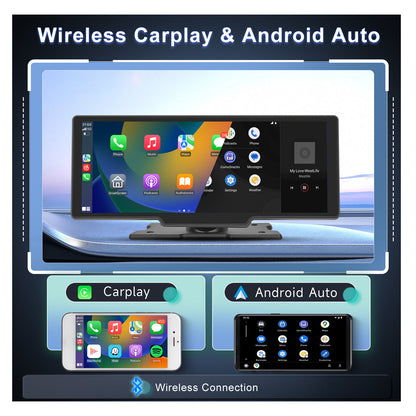 PODOFO 9.3‑Inch Wireless CarPlay & Android Auto Plug‑Play Screen