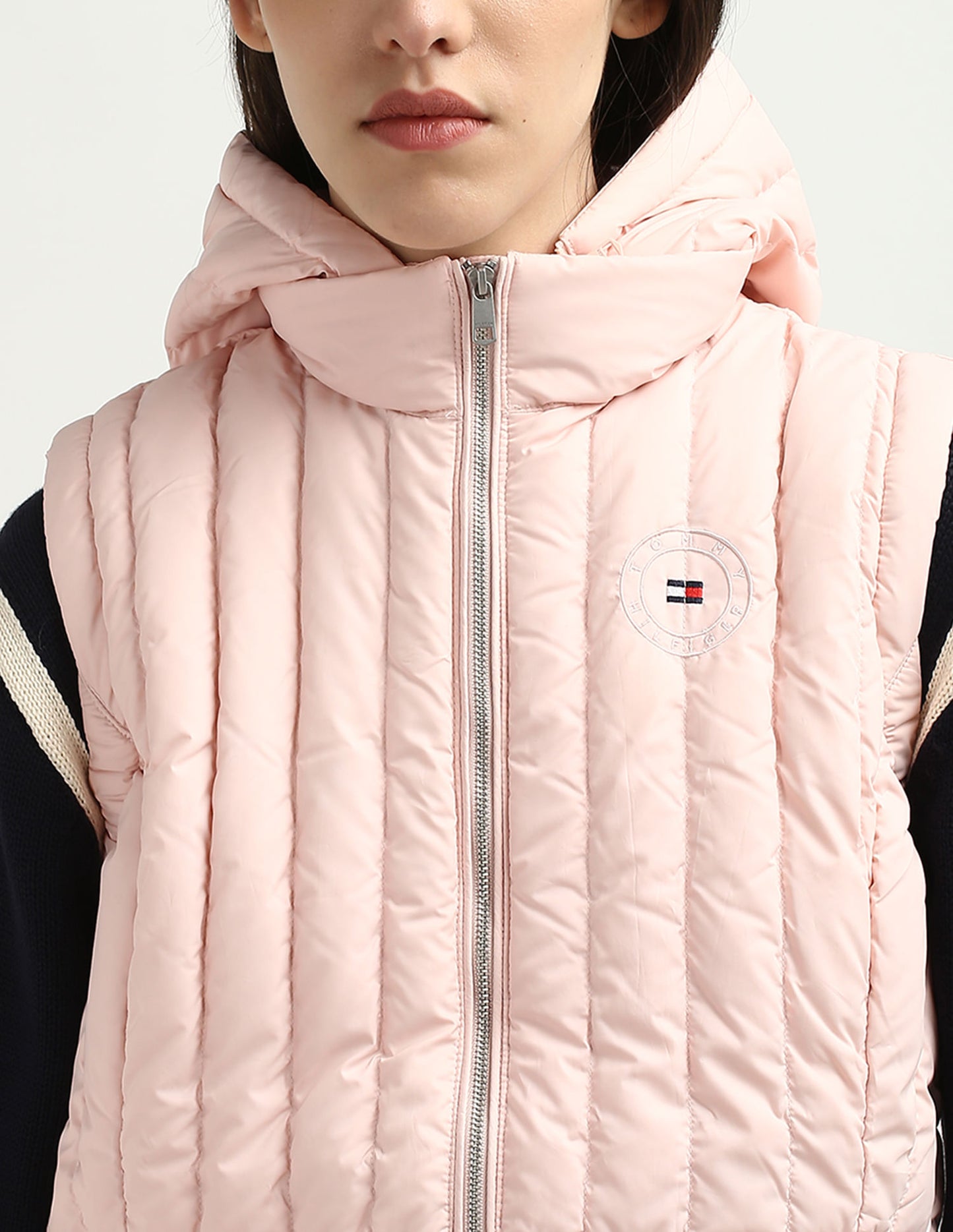 Tommy Hilfiger Women's Sustainable Hooded Quilted Down Vest, Whimsy Pink