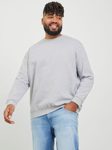 Jack & Jones Men's JJEBRADLEY Breathable Crew Neck Sweatshirt Light Grey Melange