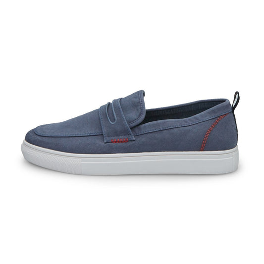 Bata Men's Classic Blue Canvas Slip-On Shoes - Comfortable, Easy Wear Loafers