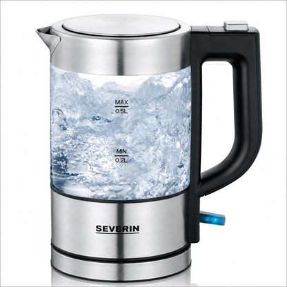 SEVERIN WK3472 Mini Glass Kettle 0.5 L Stainless-Steel