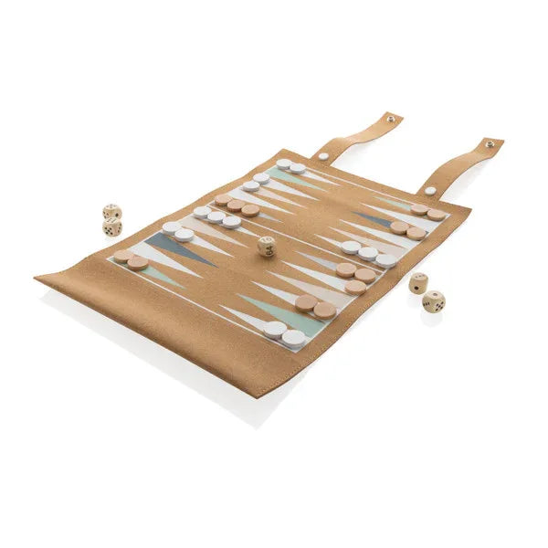Britton Foldable Cork Backgammon & Checkers Game Set: Portable, FSC®-Certified Fun - Gomix Brands Outlet