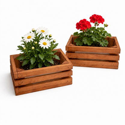 Parkside Wooden Planter Boxes 2-Piece 17.5 x 12.5 x 7.5cm