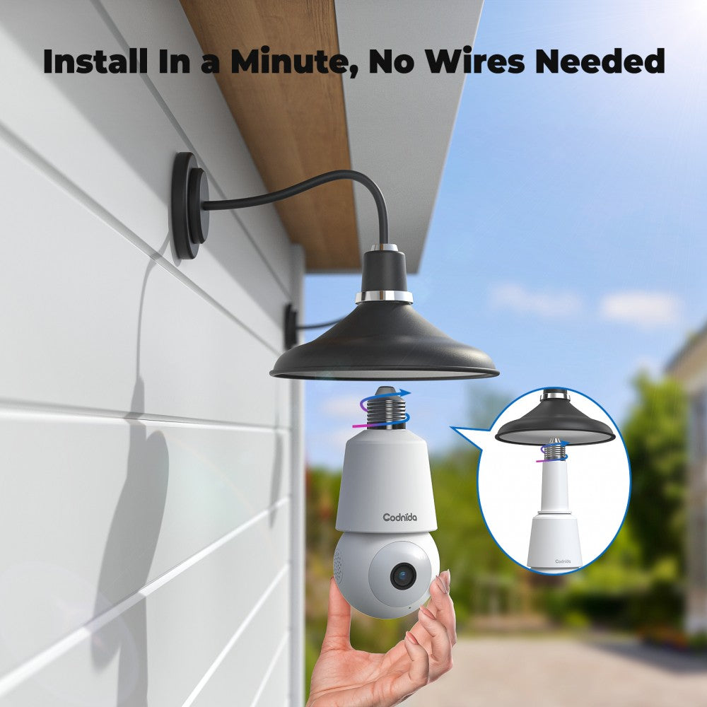 Wireless 2K Light Bulb Security Camera LC-323