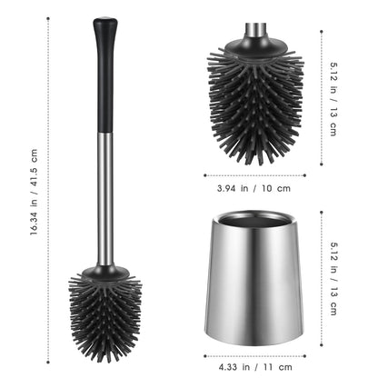 Premium Silicone Stainless Steel Toilet Bowl Brush Holder Set