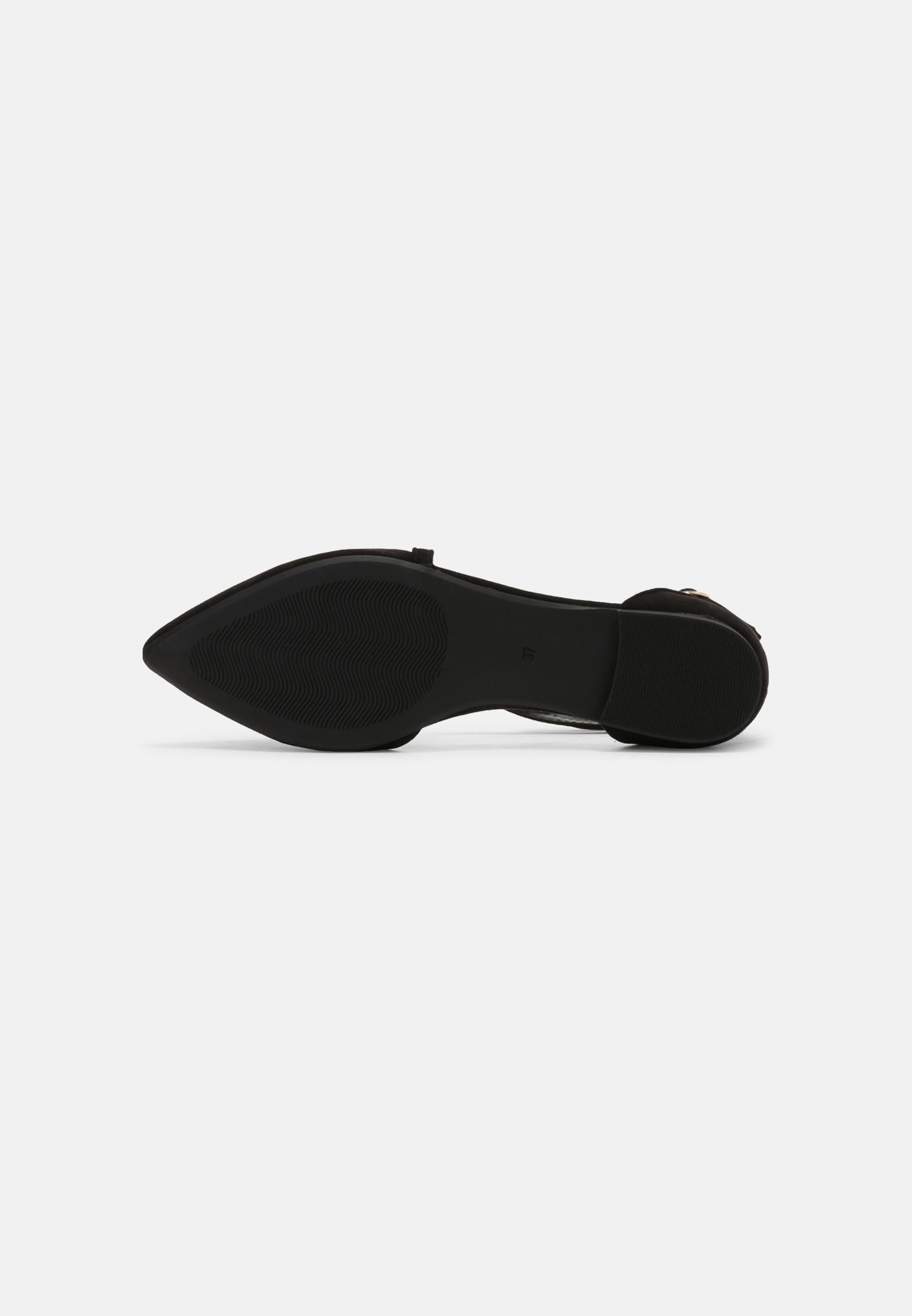 Chic Anna Field Wide Fit Black Ankle Strap Pointed Toe Ballet Flats