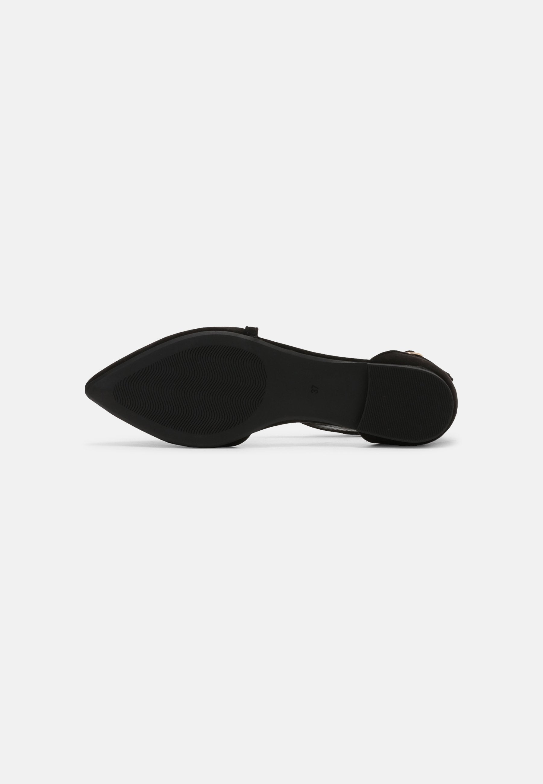 Chic Anna Field Wide Fit Black Ankle Strap Pointed Toe Ballet Flats