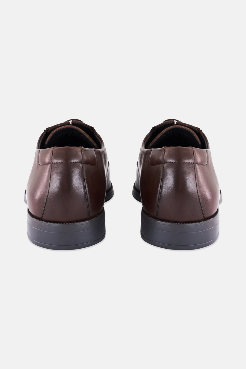 Geox Men's Hilstone Wide Dark Brown Leather Lace-Up Derby Shoes