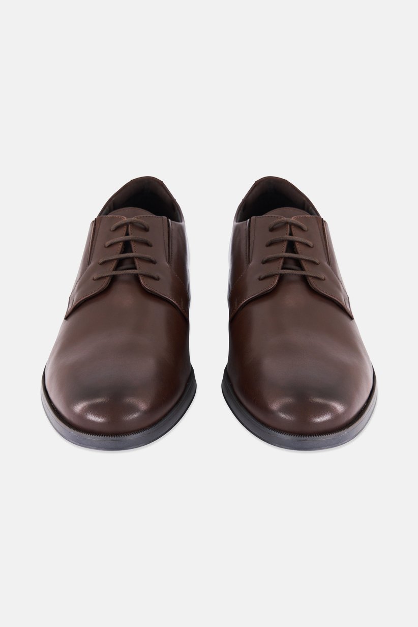 Geox Men's Hilstone Wide Dark Brown Leather Lace-Up Derby Shoes