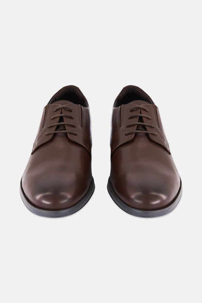 Geox Men's Hilstone Wide Dark Brown Leather Lace-Up Derby Shoes