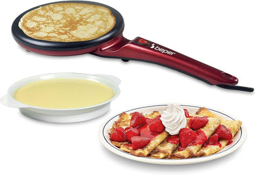 Beper BT.710Y Red Electric Crepe Maker: Fast, Non-Stick, Easy Controls