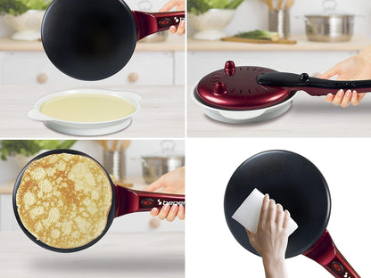 Beper BT.710Y Red Electric Crepe Maker: Fast, Non-Stick, Easy Controls