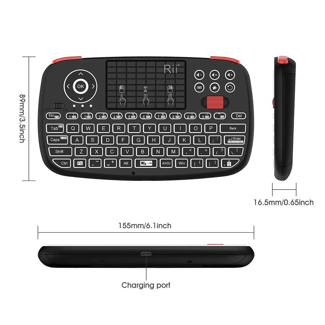 Rii i4 Dual Mode Wireless Multimedia Keyboard with Touchpad