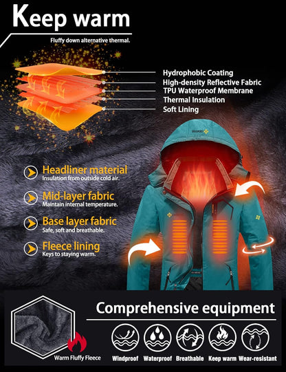 GEMYSE Women's Mountain Waterproof Ski Snow Jacket for Winter Activities