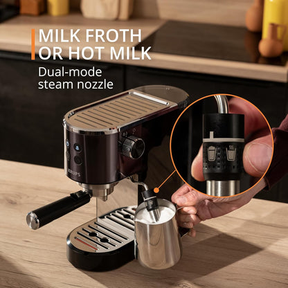 Krups Virtuoso Pump Espresso Machine with Auto Flow‑Stop, Black