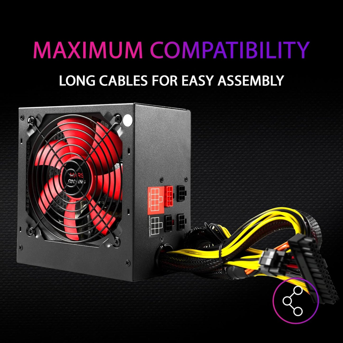 Mars Gaming MPII550 550W ATX Power Supply – 85+ Efficient Fan