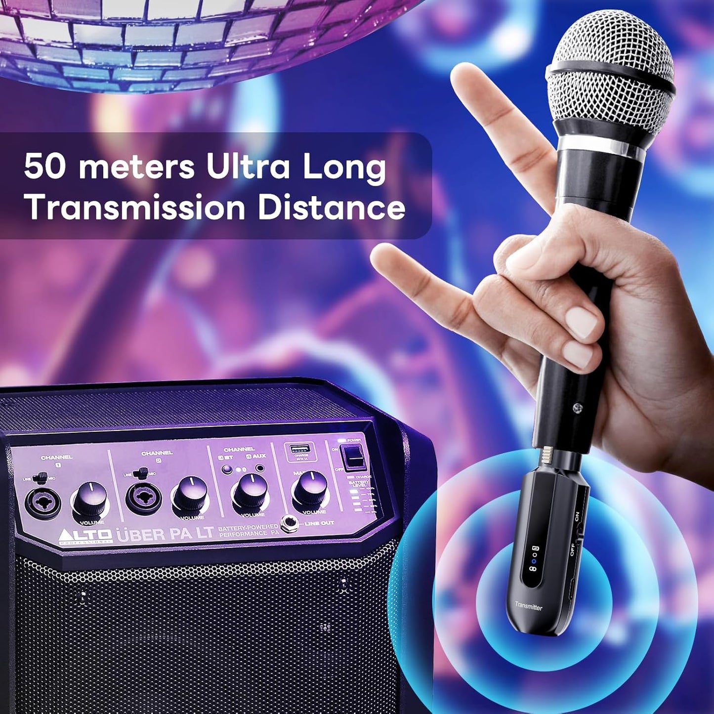 XIAOKOA 2.4GHz XLR Wireless Transmitter & Receiver for Microphones