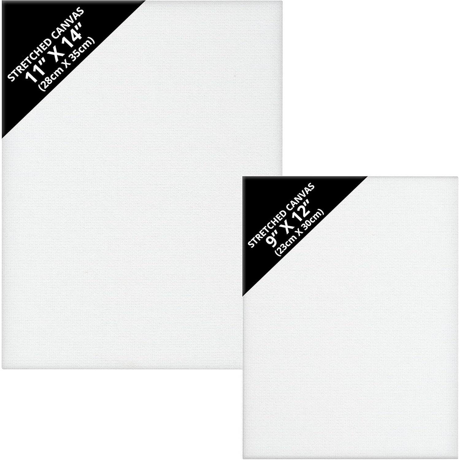 Belle Vous 28 Pack Blank Canvas Set - 28x35cm (11x14 inches) & 23x30cm (9x12 inches) 2 Sizes Pre Stretched Canvas Panel Boards - Suitable for Acrylic and Oil Painting Also for Sketching and Drawing