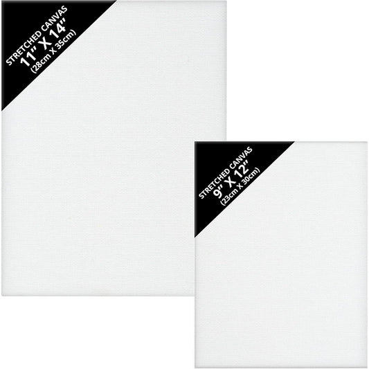 Belle Vous 28 Pack Blank Canvas Set - 28x35cm (11x14 inches) & 23x30cm (9x12 inches) 2 Sizes Pre Stretched Canvas Panel Boards - Suitable for Acrylic and Oil Painting Also for Sketching and Drawing