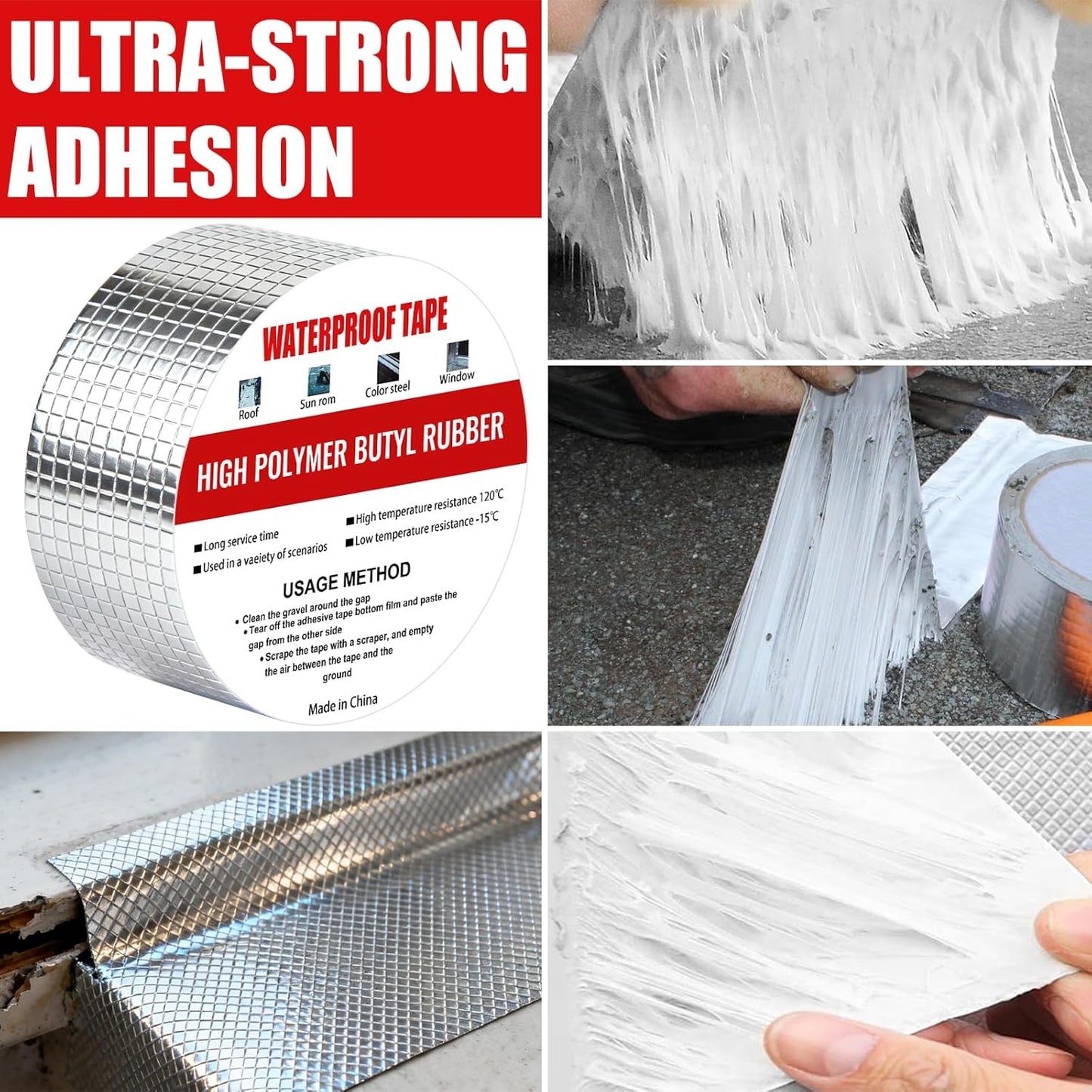 Waterproof Aluminum Butyl Tape 10m x 50mm Roof Repair
