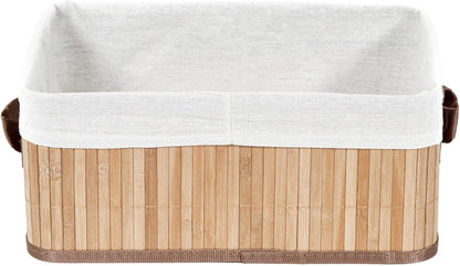 Compactor Natural Bamboo & Metal Foldable Rectangular Laundry Basket