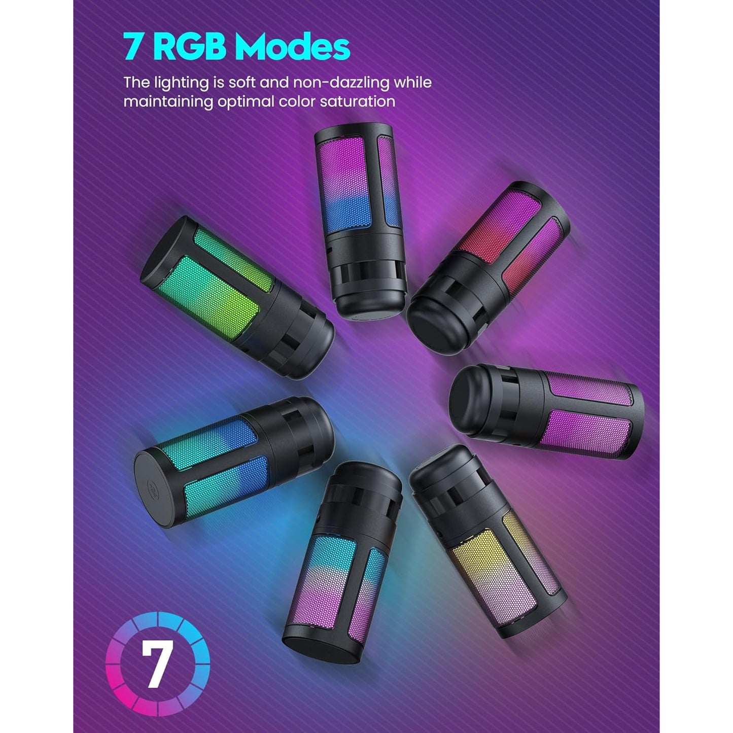 COCONISE Gaming USB Condenser Microphone with RGB Lights and Stand