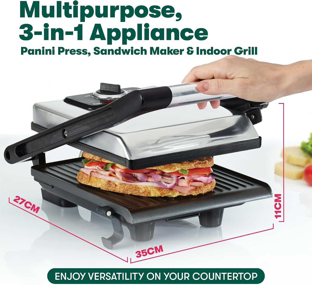 BELLA 17874 Electric Panini Press and Indoor Grill 1400W Stainless Steel