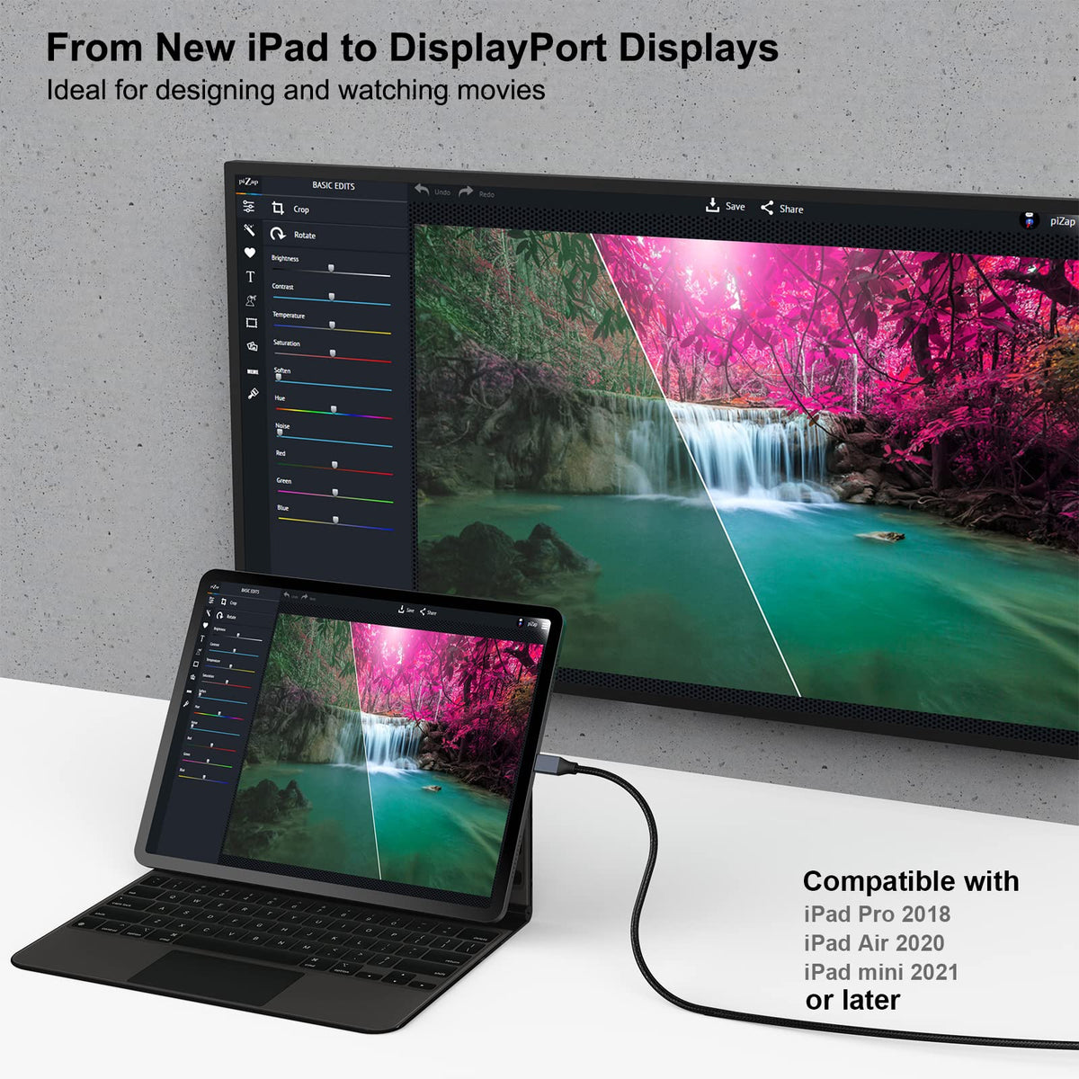 BENFEI 000207grey USB-C to DisplayPort Cable Gray