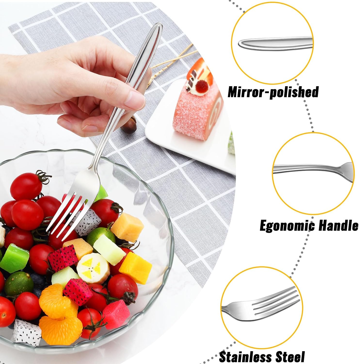Gymdin 36‑Piece Stainless Steel Dinner Fork Set – Elegant 7.8‑Inch