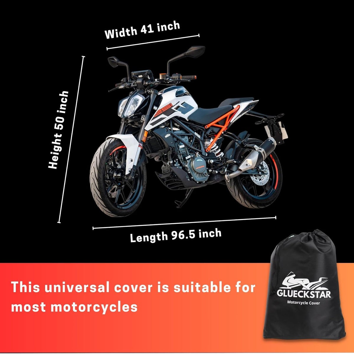GLUECKSTAR Motorcycle Cover Waterproof Outdoor XL 244 cm