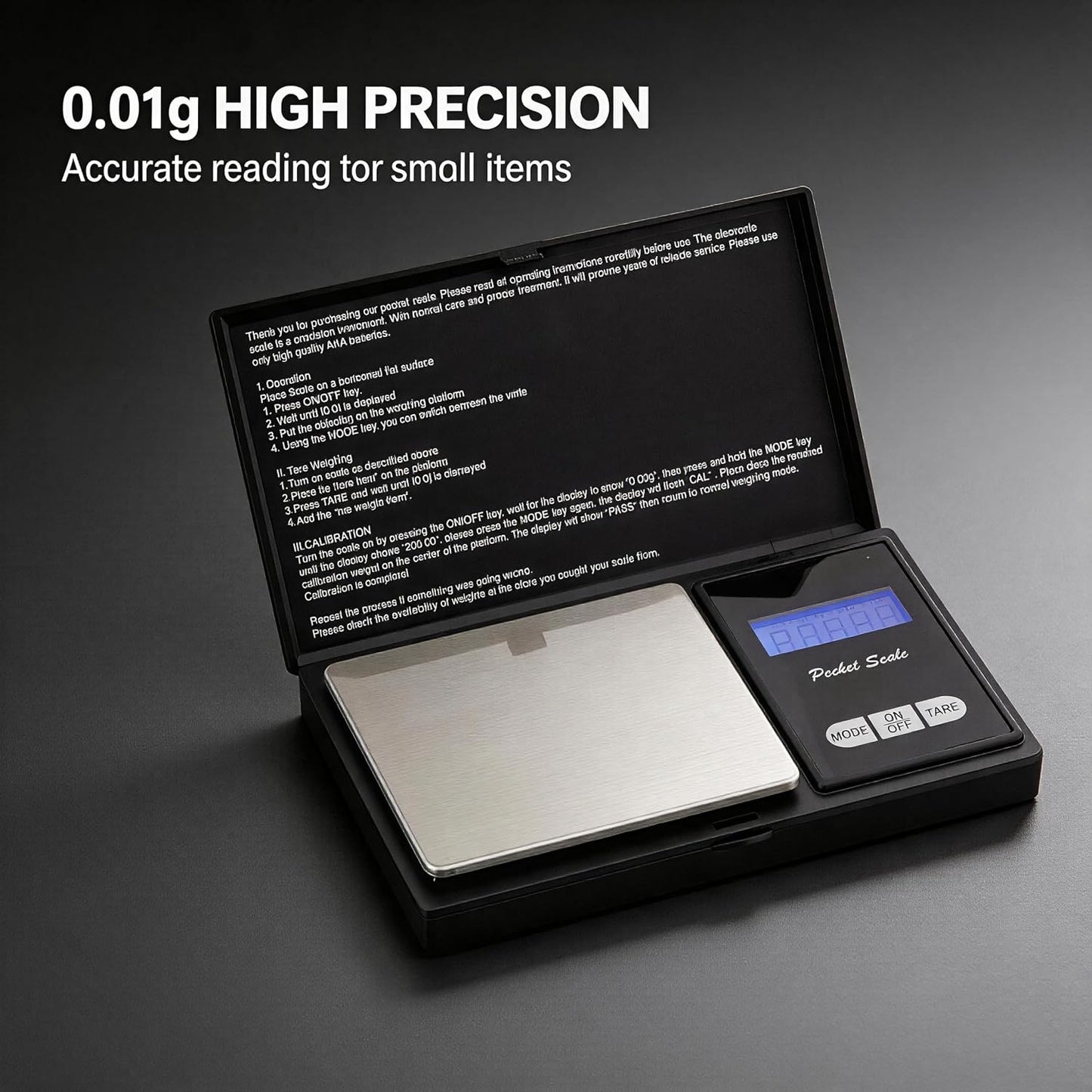 XDFEWFJH Digital Scale 500 g x 0.01 g Milligram Scale for Espresso Jewelry & Coffee with Tare LCD Display Batteries Included