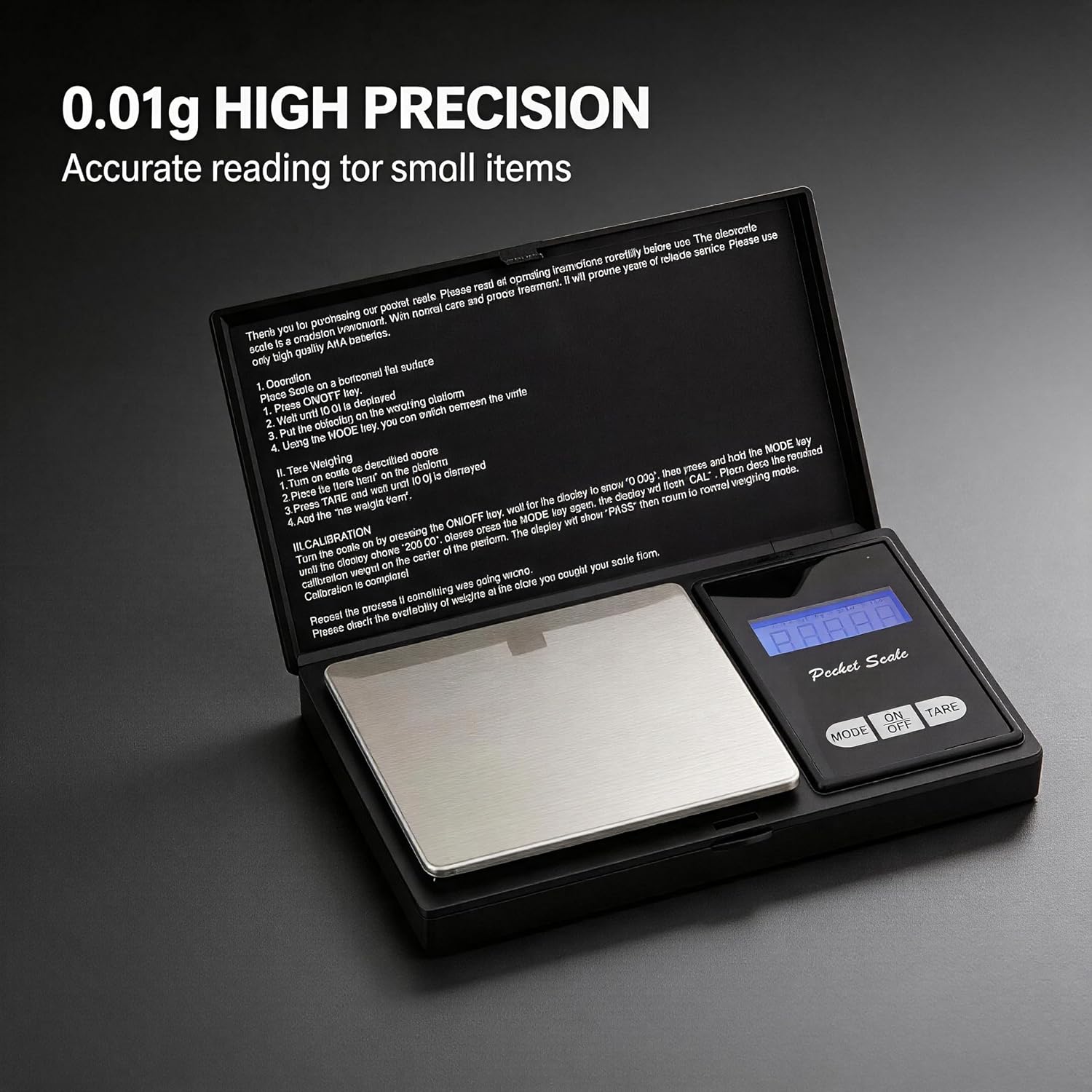 XDFEWFJH Digital Scale 500 g x 0.01 g Milligram Scale for Espresso Jewelry & Coffee with Tare LCD Display Batteries Included