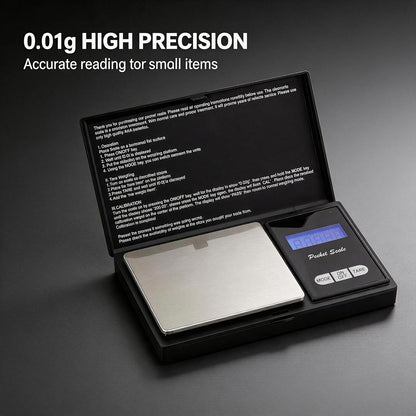 XDFEWFJH Digital Scale 500 g x 0.01 g Milligram Scale for Espresso Jewelry & Coffee with Tare LCD Display Batteries Included