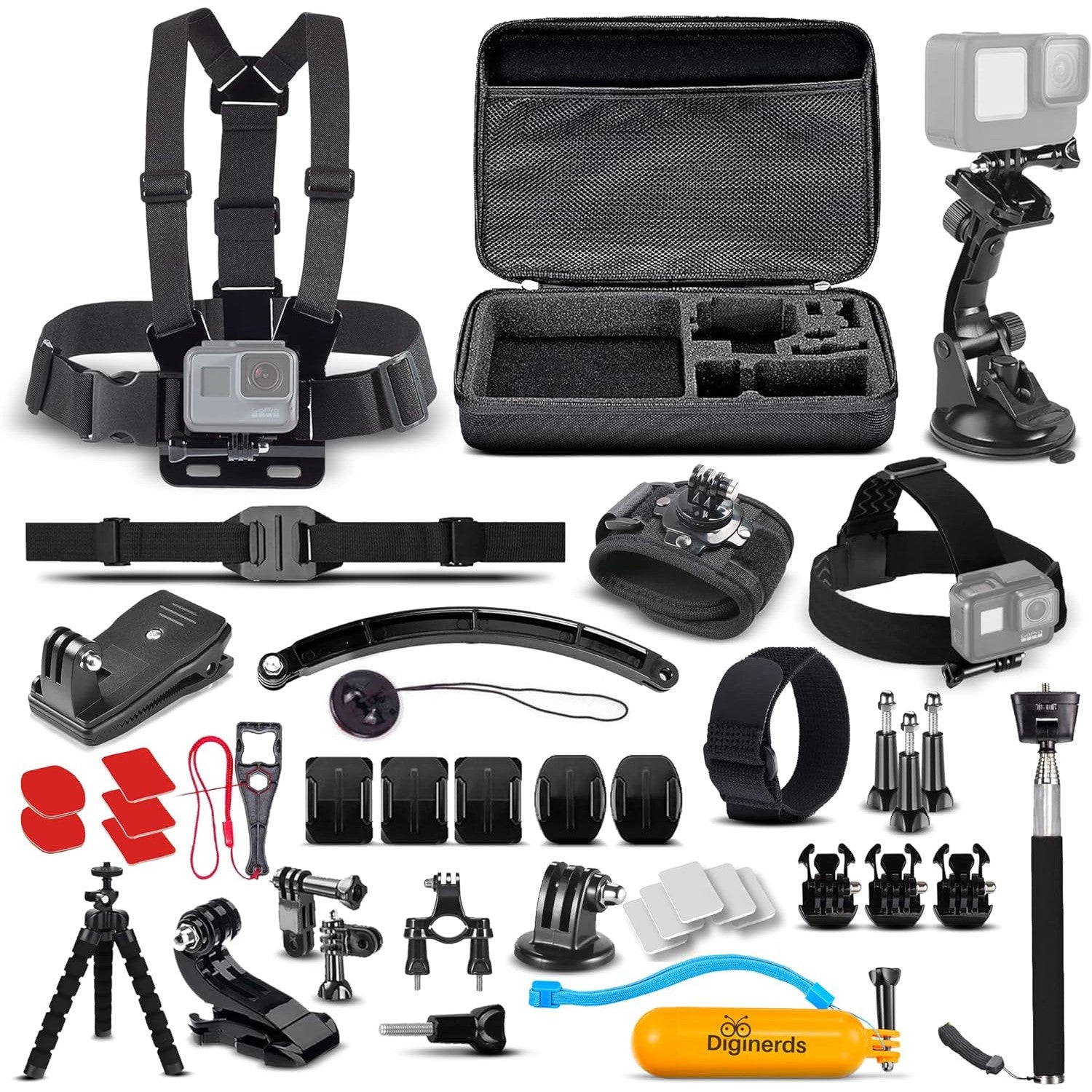 DigiNerds 50-in-1 Action Camera Accessory Kit for GoPro, Insta360, DJI