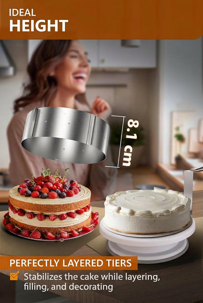 4smile Adjustable Stainless Steel Cake Ring 8.5 cm High