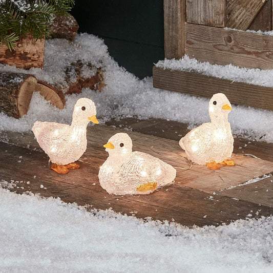 Lights4fun LED Acrylic Duckling Garden Lights Set of 3