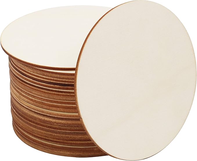 Belle Vous 25 Pack Unfinished Wooden Round Discs 10cm