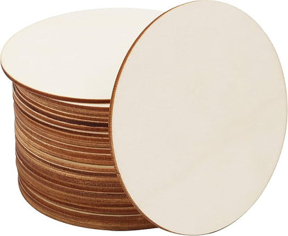 Belle Vous 25 Pack Unfinished Wooden Round Discs 10cm