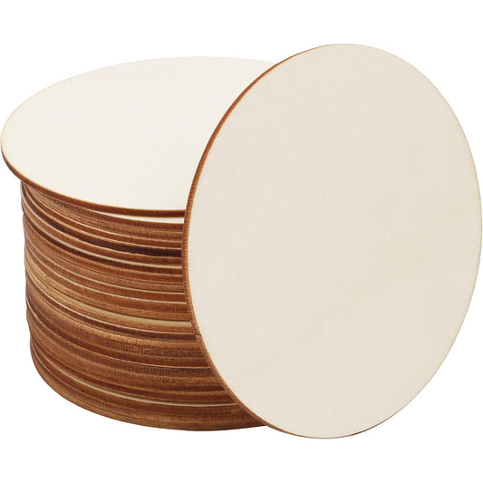 Belle Vous 25 Pack Unfinished Wooden Round Discs 10cm