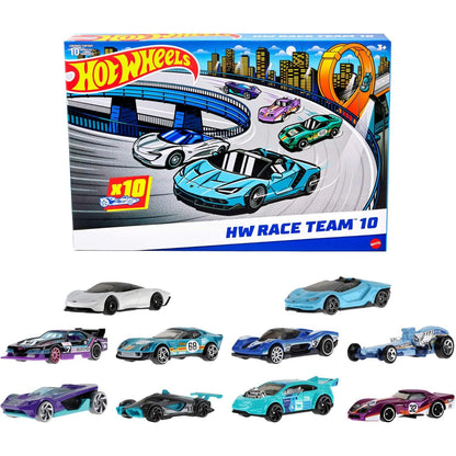 Hot Wheels 10-Pack Race Car Set – 1:64 Scale Collectible Vehicles