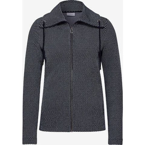 CECIL Women's Striped Cotton Knit Cardigan, Zip Fastening, Stand Collar Style