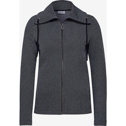 CECIL Women's Striped Cotton Knit Cardigan, Zip Fastening, Stand Collar Style