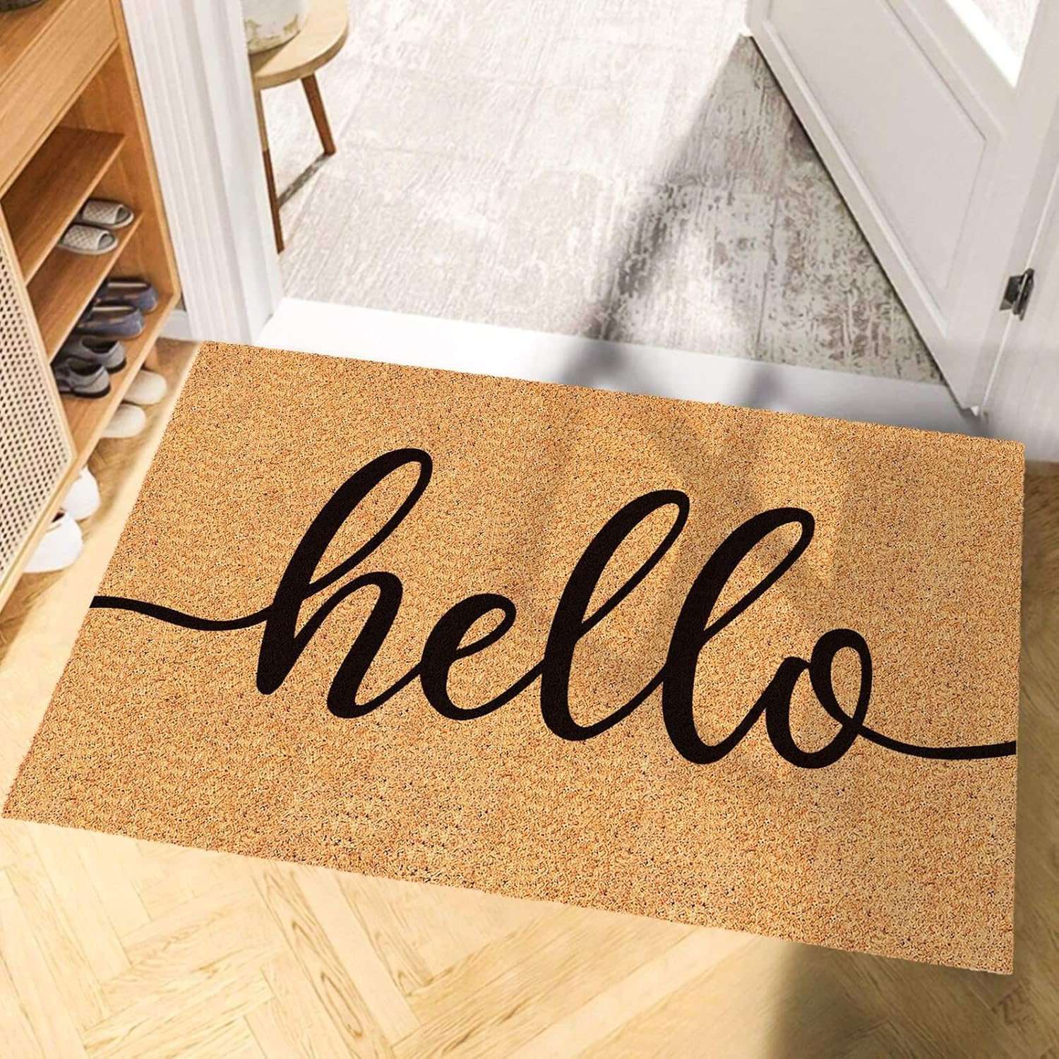 Hello Coir Farmhouse Door Mat – Thick Non‑Slip Welcome Rug