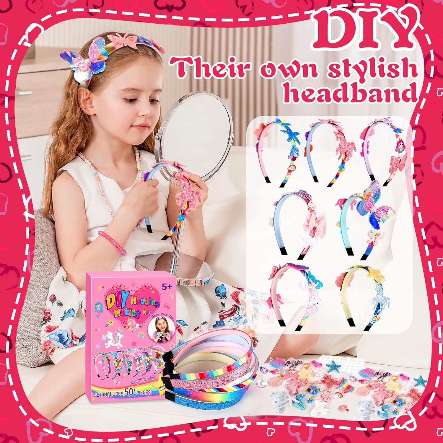 ZLPBAO 49-Piece Kids DIY Hair Accessory Craft Kit for Girls